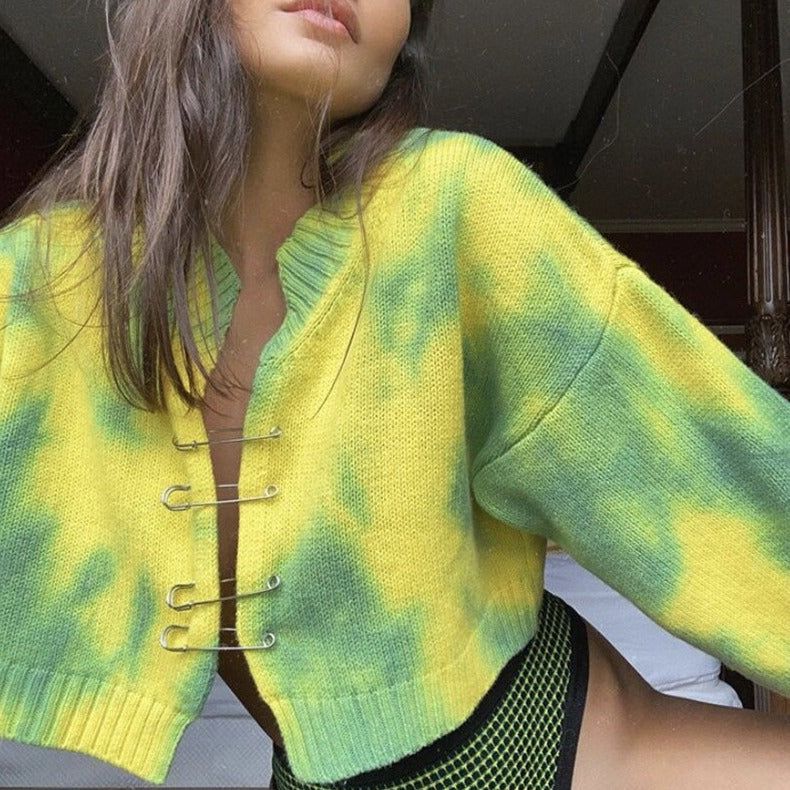 Time For Fun Safety Pin Knitted Cardigan