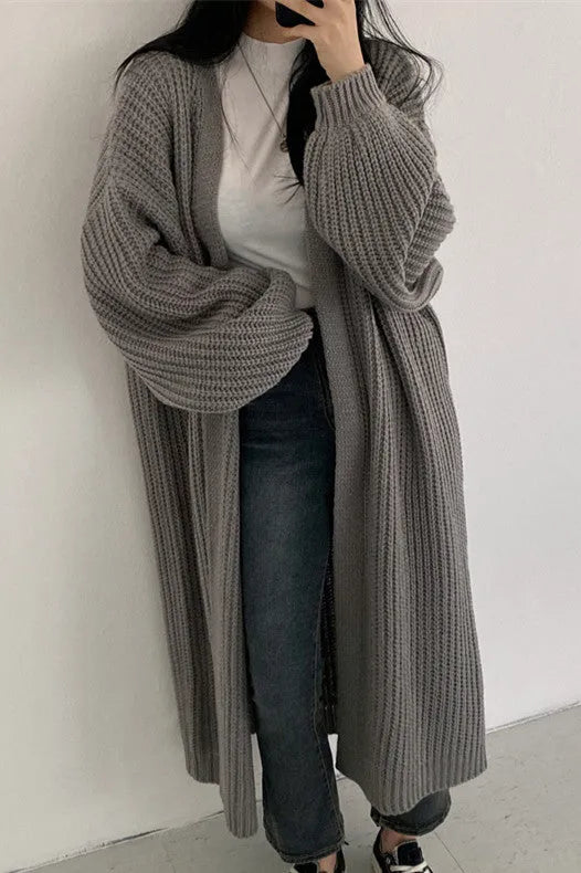 ShoptheCIC Vintage Loose Knitted Long Sweater Coat for Comfort