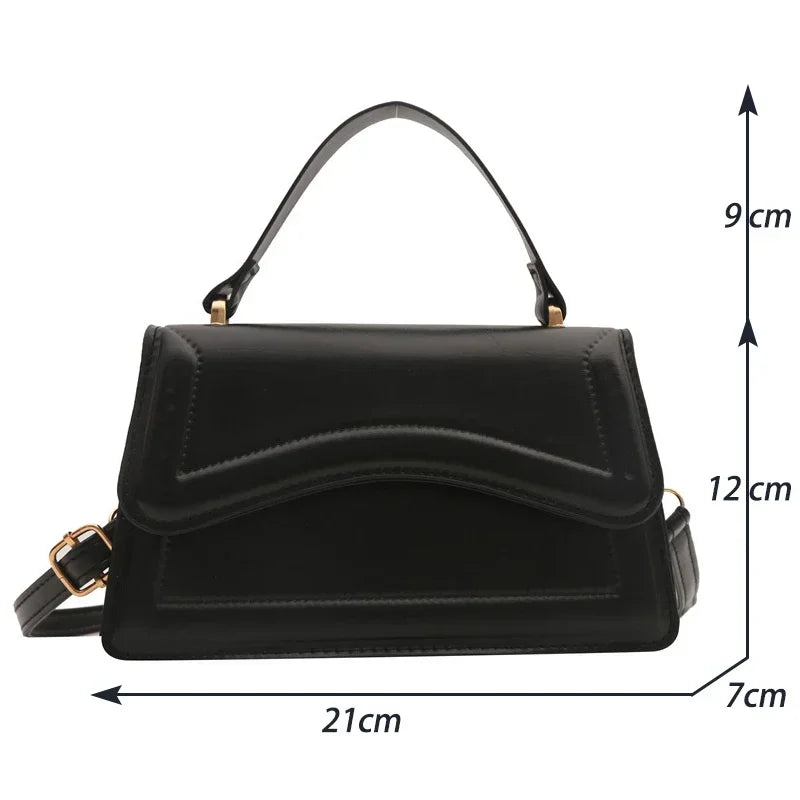 High-Quality PU Leather Solid Color Crossbody Handbag