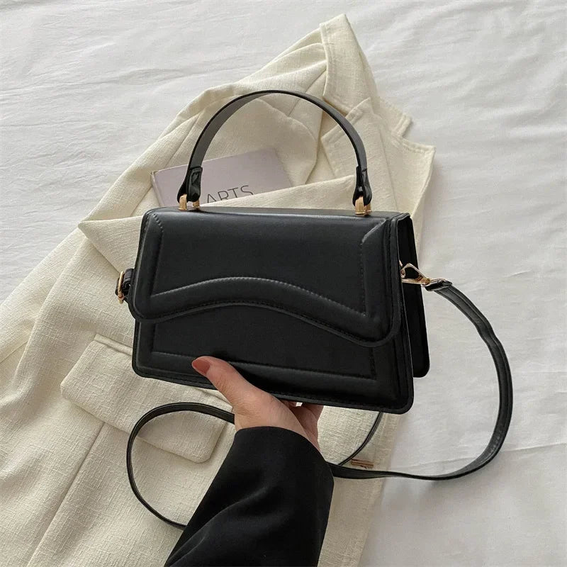 High-Quality PU Leather Solid Color Crossbody Handbag