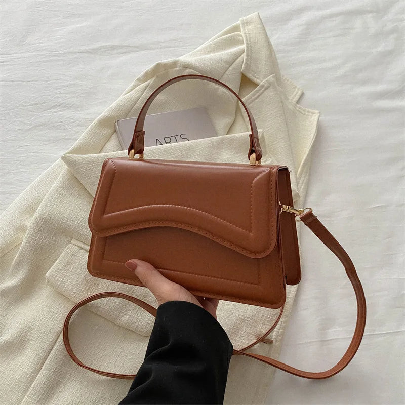 High-Quality PU Leather Solid Color Crossbody Handbag
