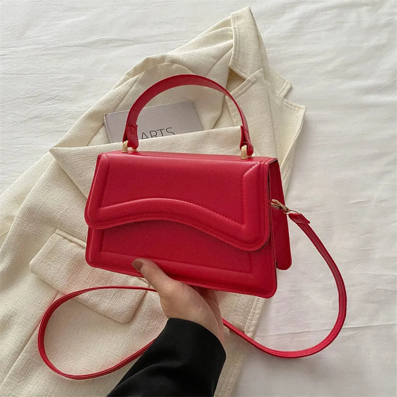 High-Quality PU Leather Solid Color Crossbody Handbag