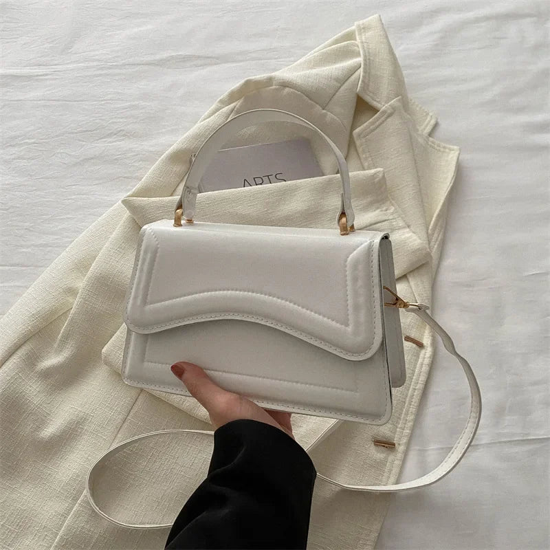 High-Quality PU Leather Solid Color Crossbody Handbag