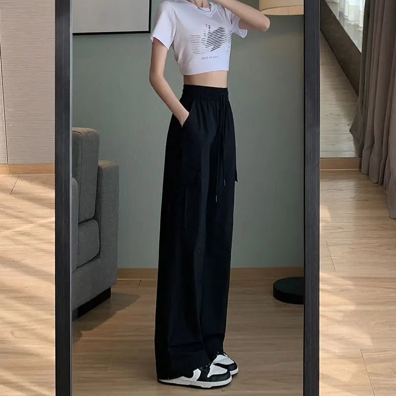 Solid High Waist Fashion Cargo Pants
