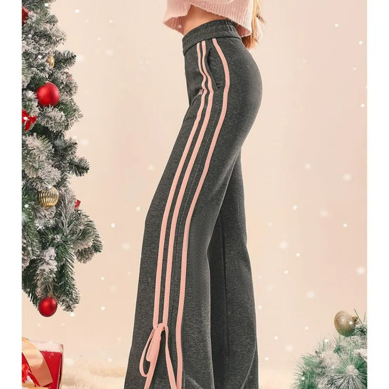 Slim Casual Gray Sports Flared Pants