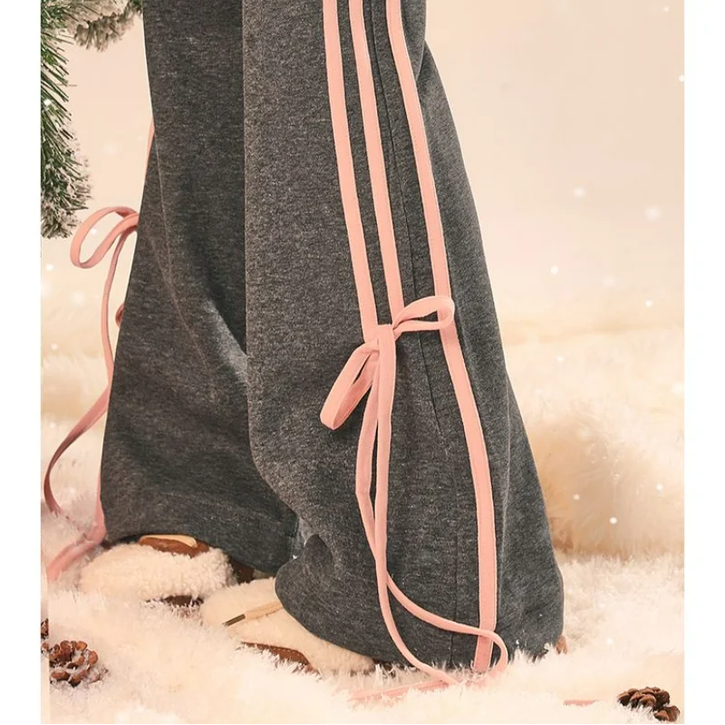 Slim Casual Gray Sports Flared Pants