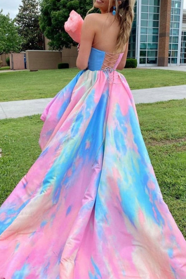 High Low Strapless A-Line Prom Gown Evening Dress Fashionpara