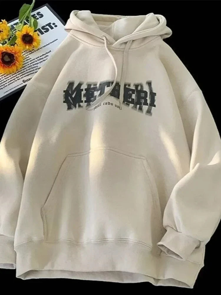 Hip Hop Letter Print Cotton Fleece Hoodie