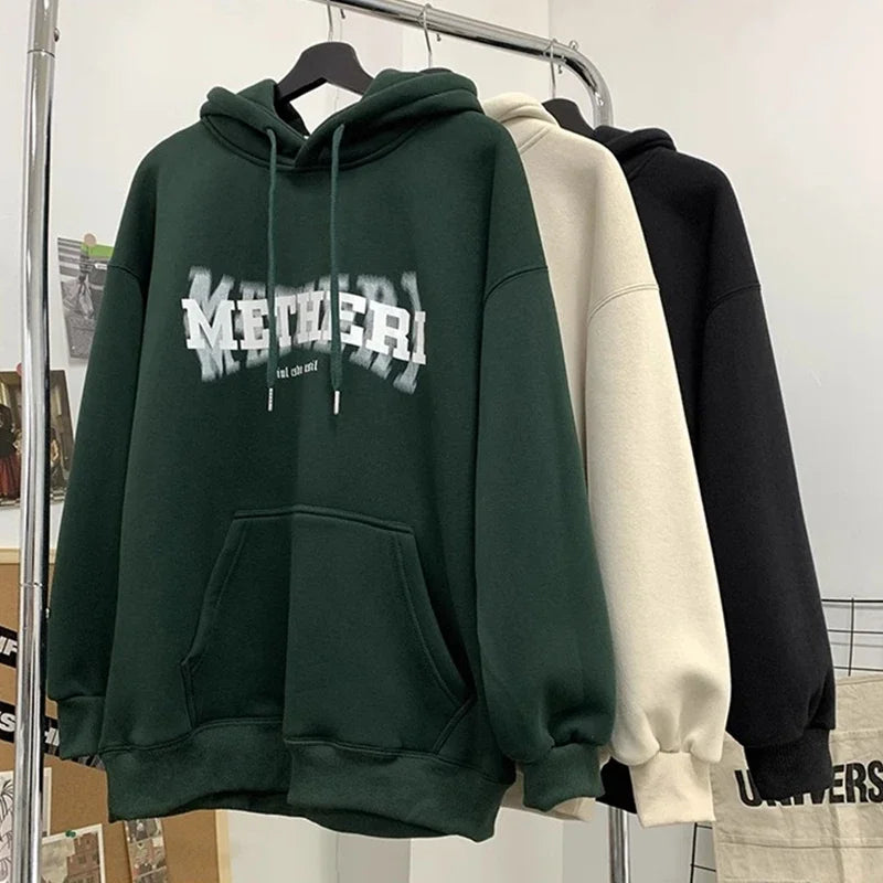 Hip Hop Letter Print Cotton Fleece Hoodie