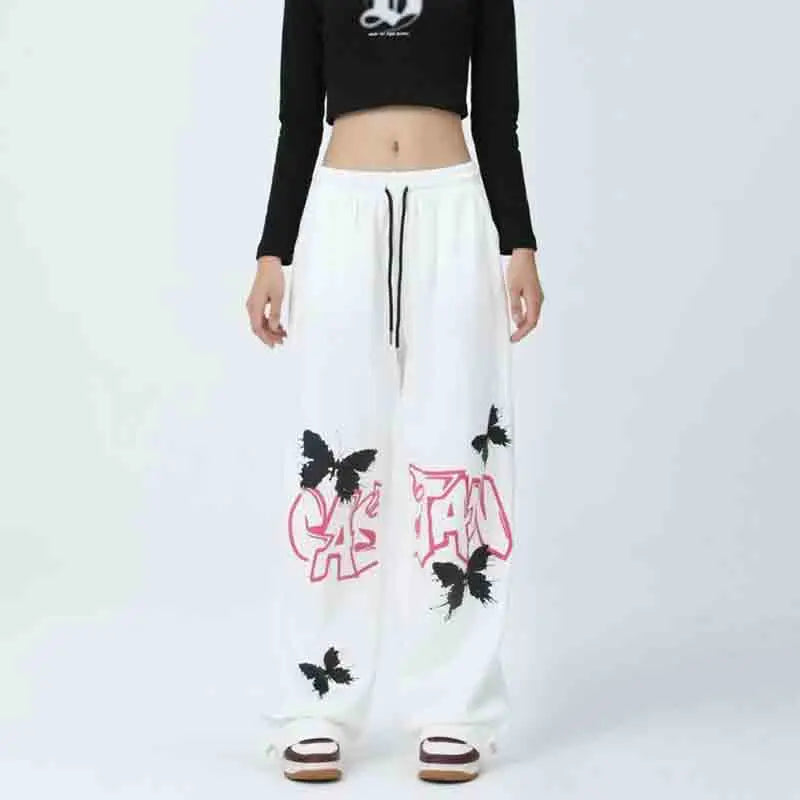 Graffiti Butterfly Print Hip Hop Pants