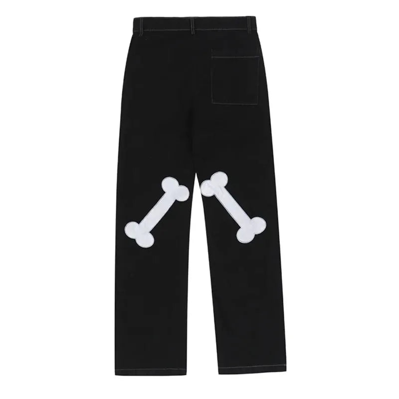 Y2K Black Embroidered Jeans Pants