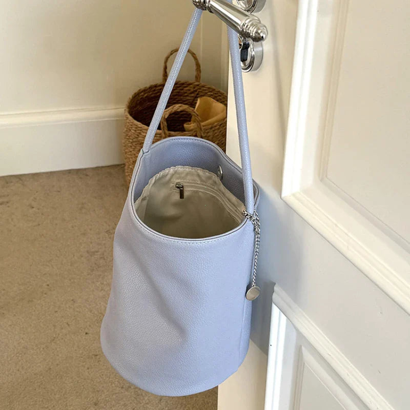 Retro Soft Leather Bucket Shoulder Bag