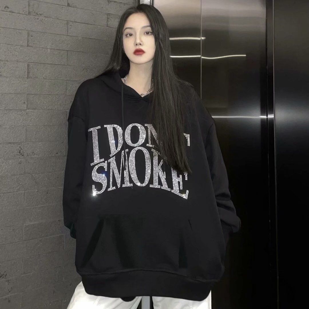 I Don't Smoke Rhinestone Hoodie - Fashionpara