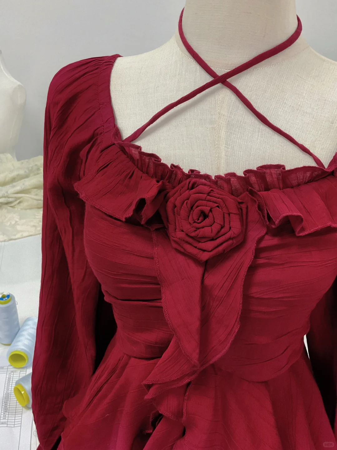 Elegant Burgundy Chiffon Layered Long Sleeves Short Party Dress Homecoming Dress D016