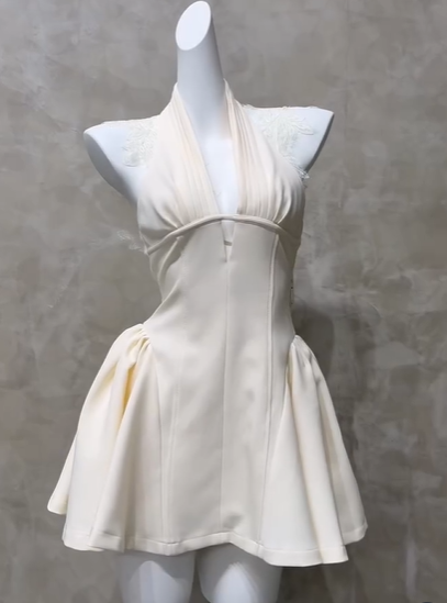 Elegant Off White Satin Lace A Line Short Party Dress Formal 8th Grade Homecoming Dress D286