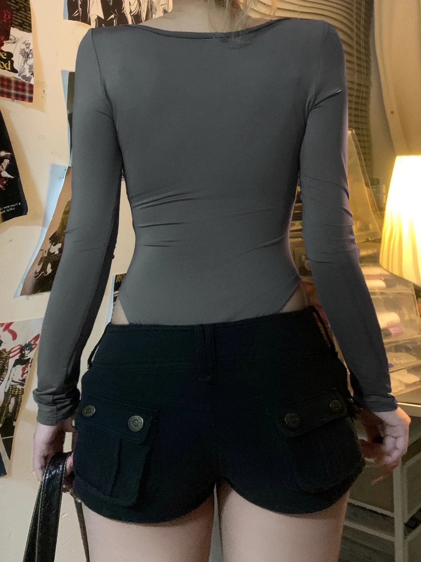 Basic Lace Trim Casual Slim Square Collar Knit Top