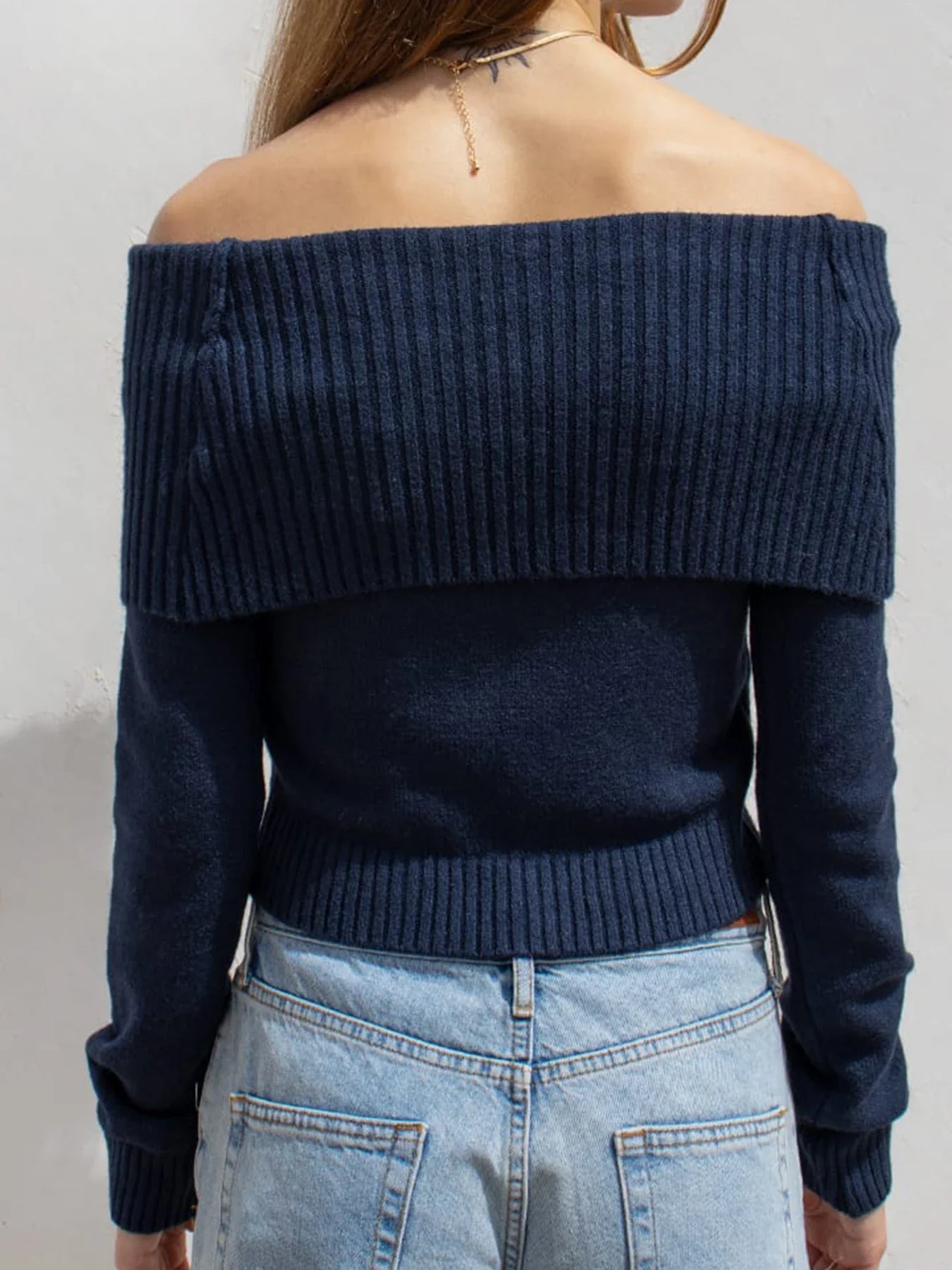 Elegant Solid Knitted Long Sleeve Pullover Sweater
