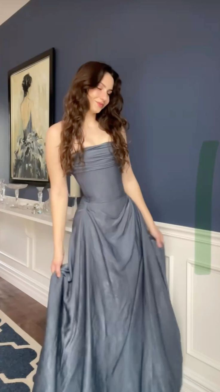 Fashion Strapless Satin Pleated Mermaid Long Prom Dress Birthday Party Dress D987