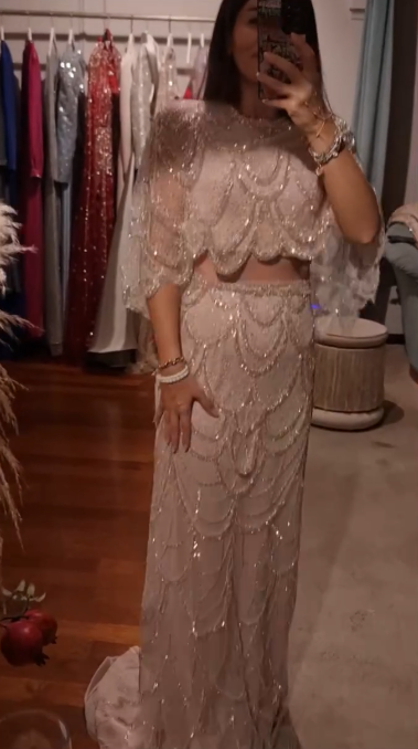 Gorgeous Tulle Sequin Beaded Long Prom Dress Two Piece Evening Dress D818