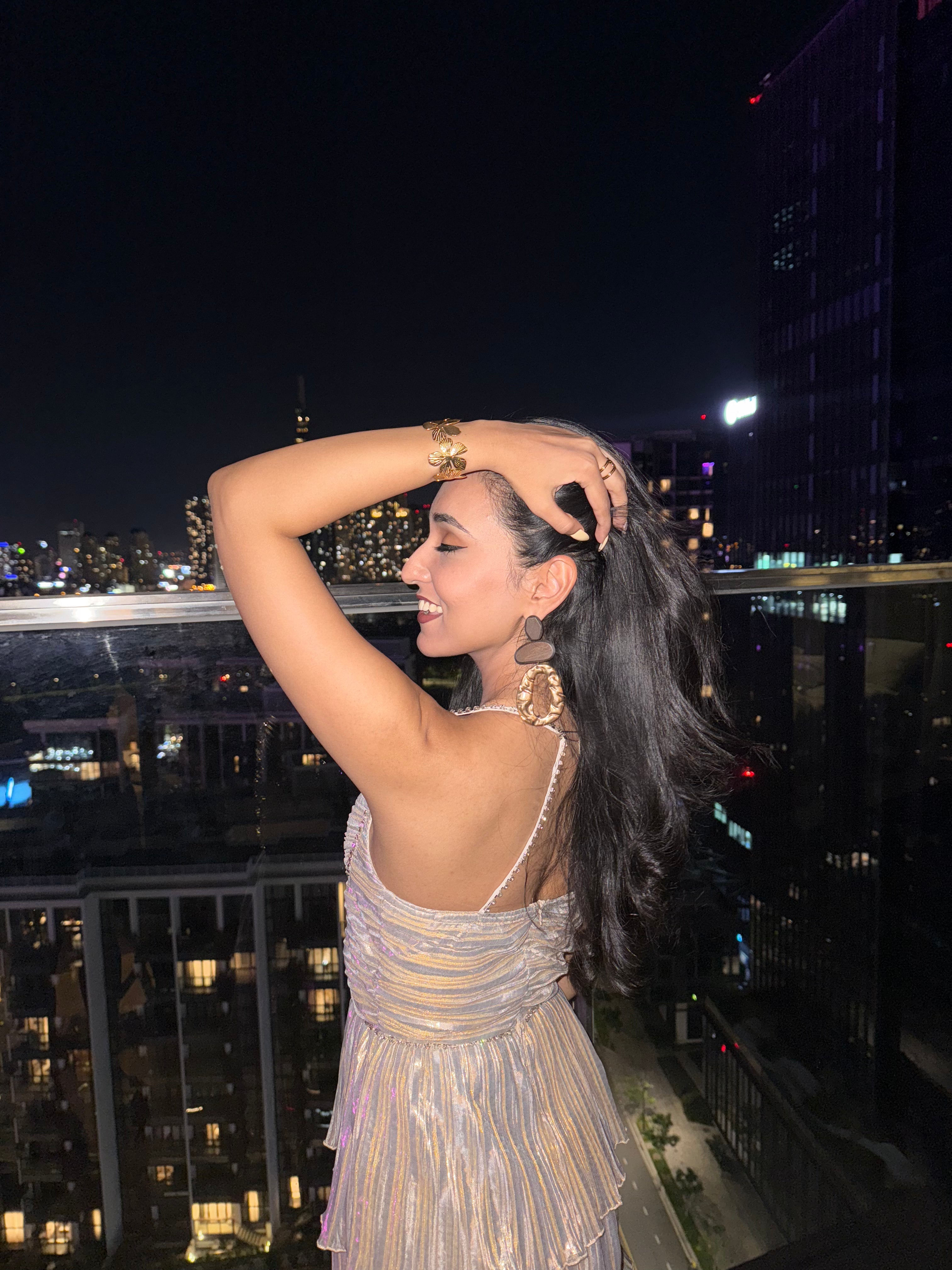 Party Ruffle Midi Dress - Champagne