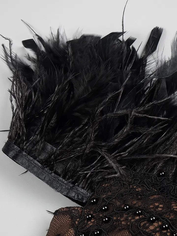 Esmeralda Feather Side Slit Maxi Dress - Fashionpara