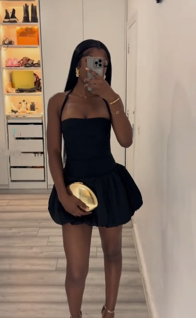 Sexy Black Halter Satin A Line Short Party Dress Formal Graduation Homecoming Dress D358