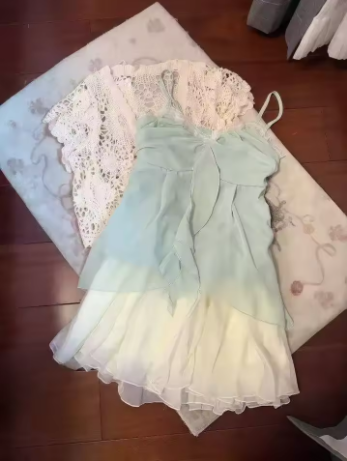 Classy Spaghetti Straps V Neck Blue Chiffon Short Homecoming Dress Birthday Dress D481