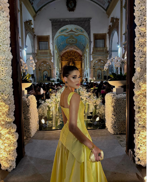 Stylish Satin Yellow A Line Formal Party Dress Birthday Prom Gown D1610