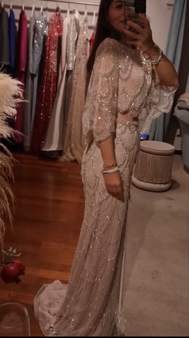 Gorgeous Tulle Sequin Beaded Long Prom Dress Two Piece Evening Dress D818