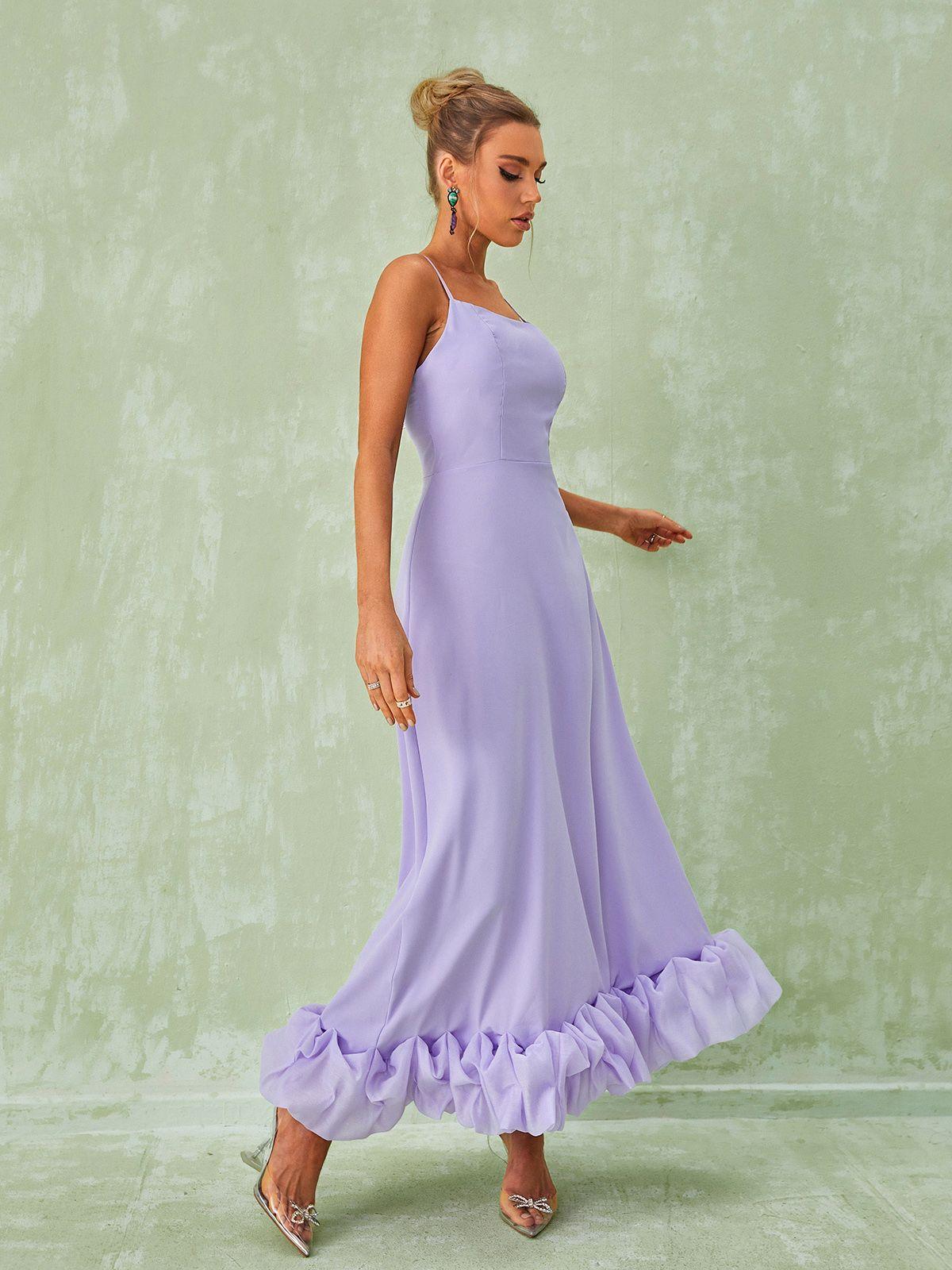 Ilsa Spaghetti Maxi Dress In Violet