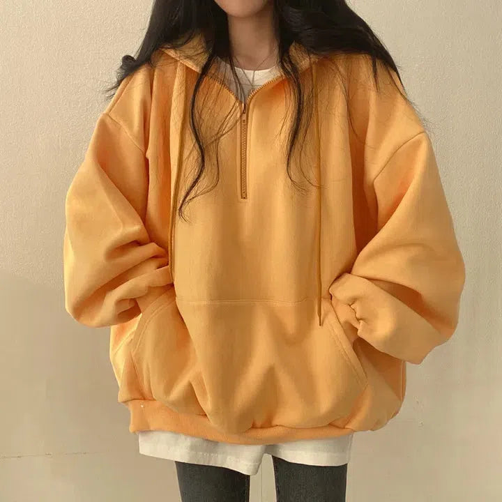 Indie Oversized Zip Up Hoodie - Fashionpara