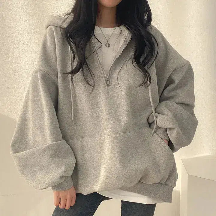 Indie Oversized Zip Up Hoodie - Fashionpara