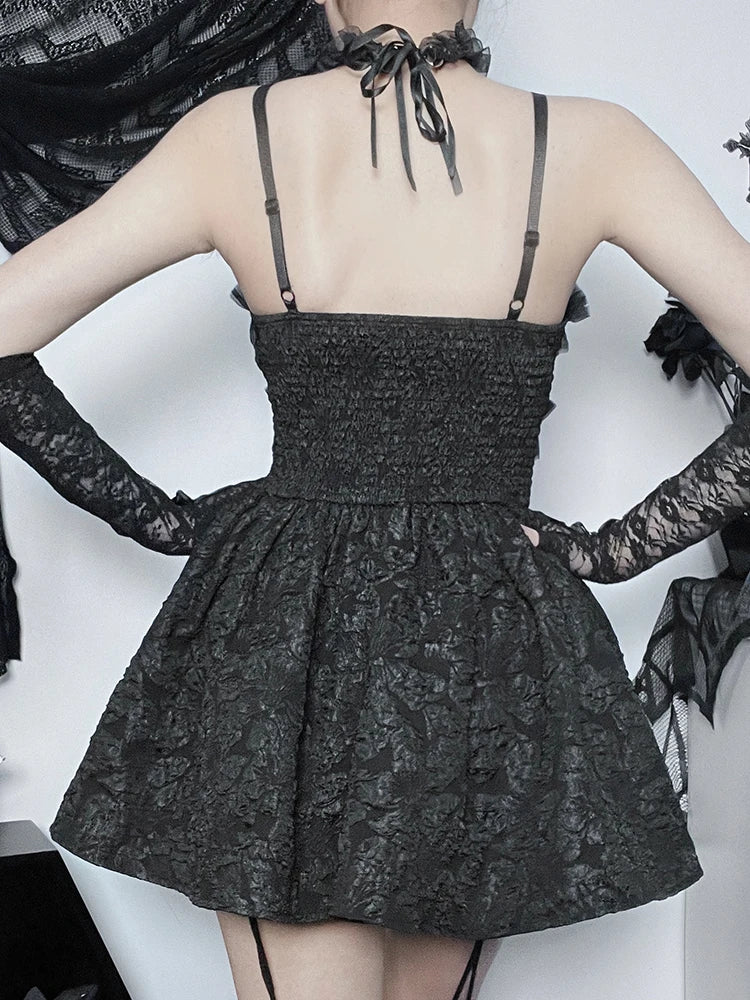 Jacquard Sweetheart Rosette Fit & Flare Mini Dress