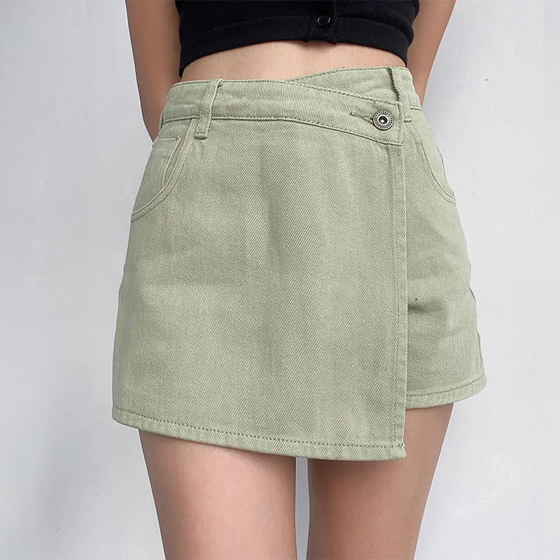 Irregular High Waist Denim Skirt