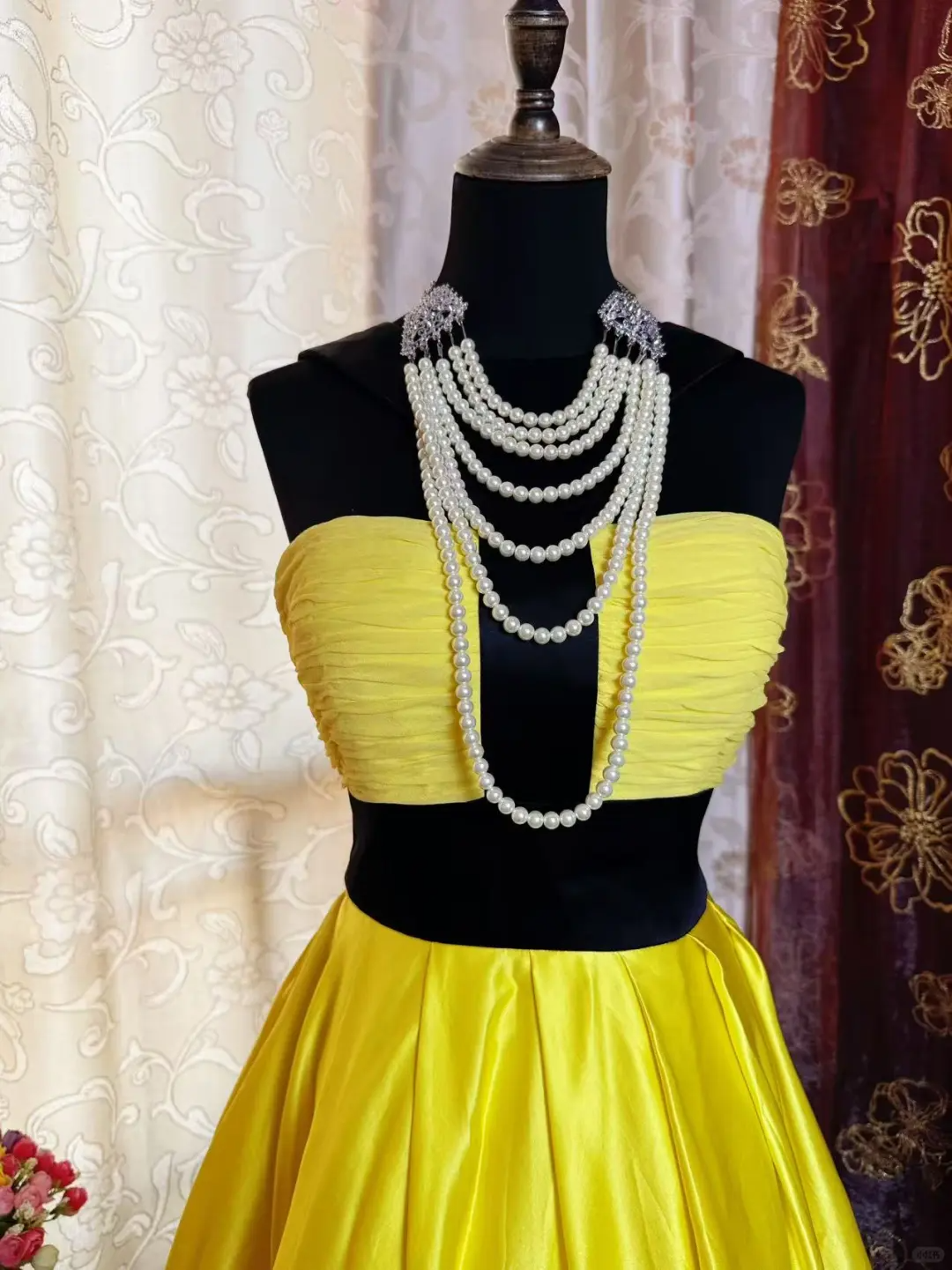 Fashion Yellow Black Splicing A Line Short Party Dress Formal Graduation Homecoming Dress D527