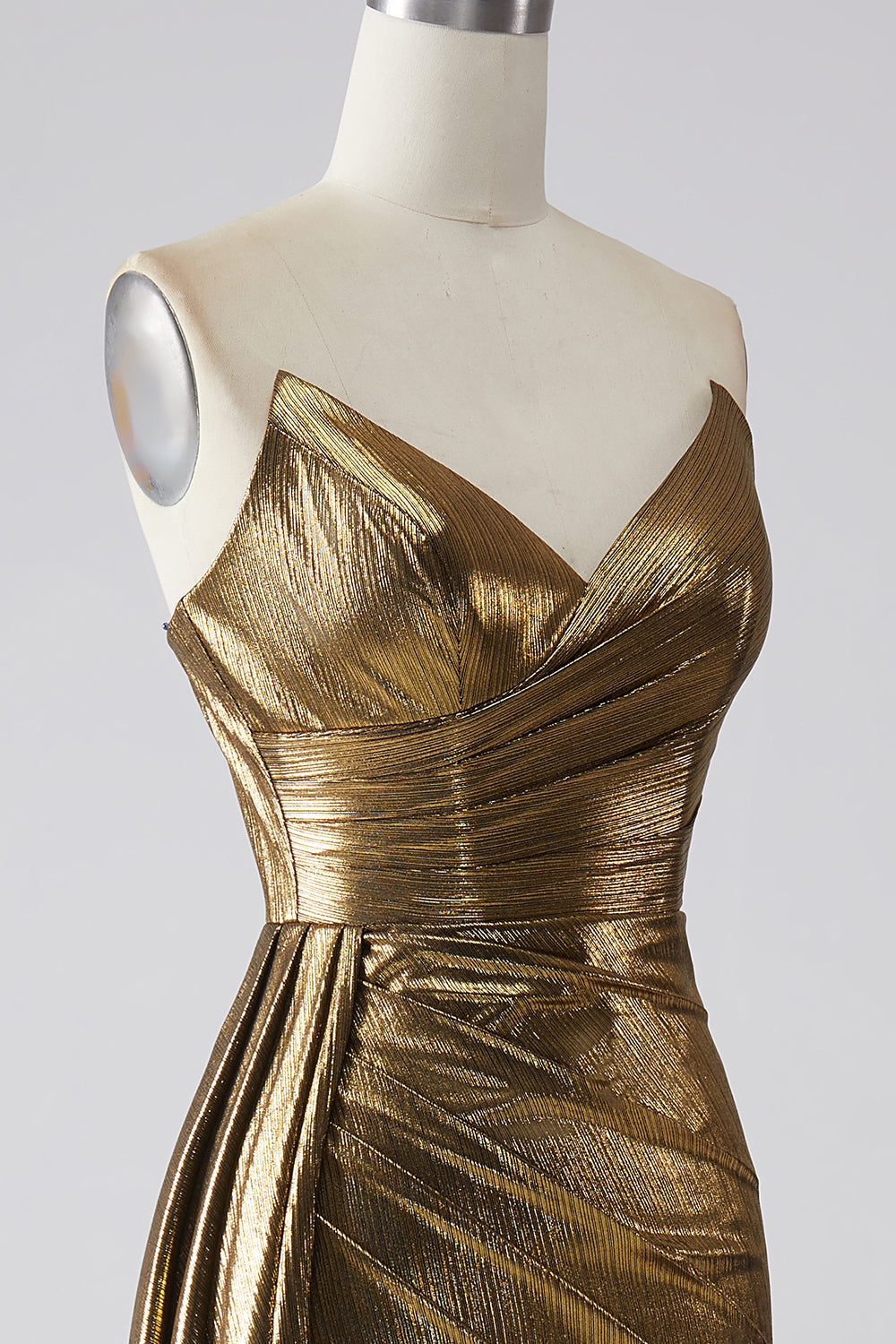 Sparkly Mermaid Golden Long Prom Dress with Slit