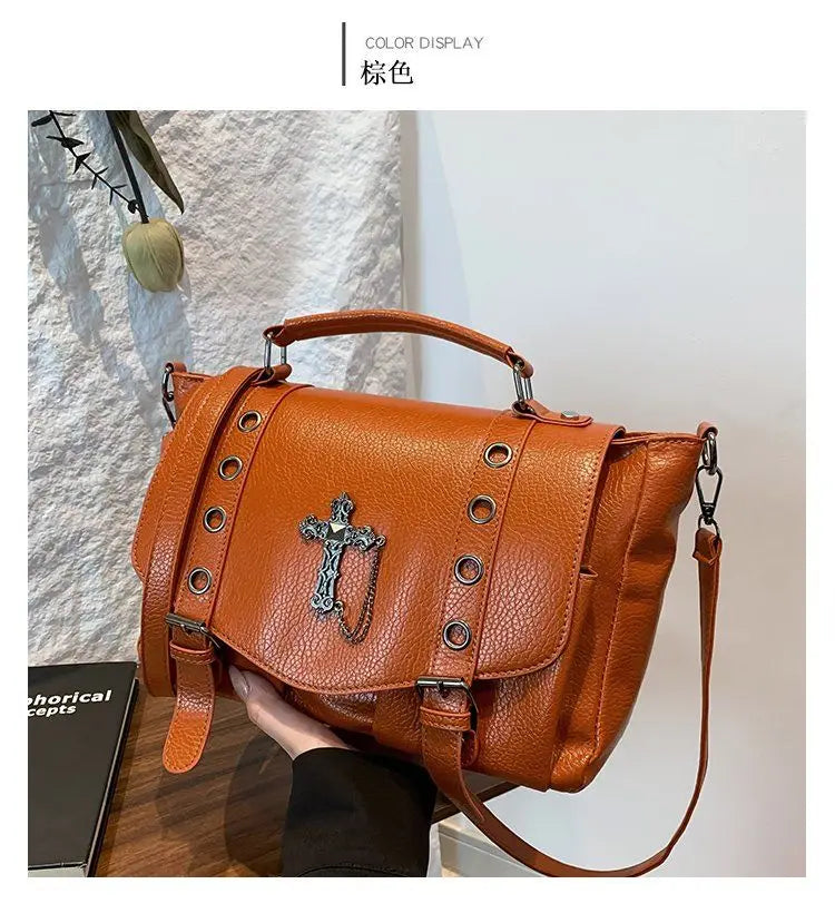 Goth Style Large Capacity Skull Computer Multi-Function Unisex Waterproof Backpack Bag Brown