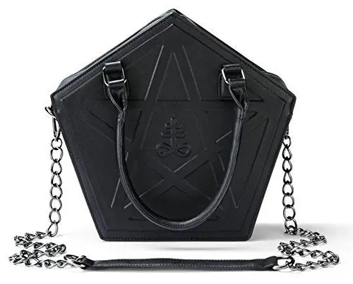 Pentagram Punk Darkness Gothic Soft Leather High Quality Chain Bag Black / (30Cm Halloween