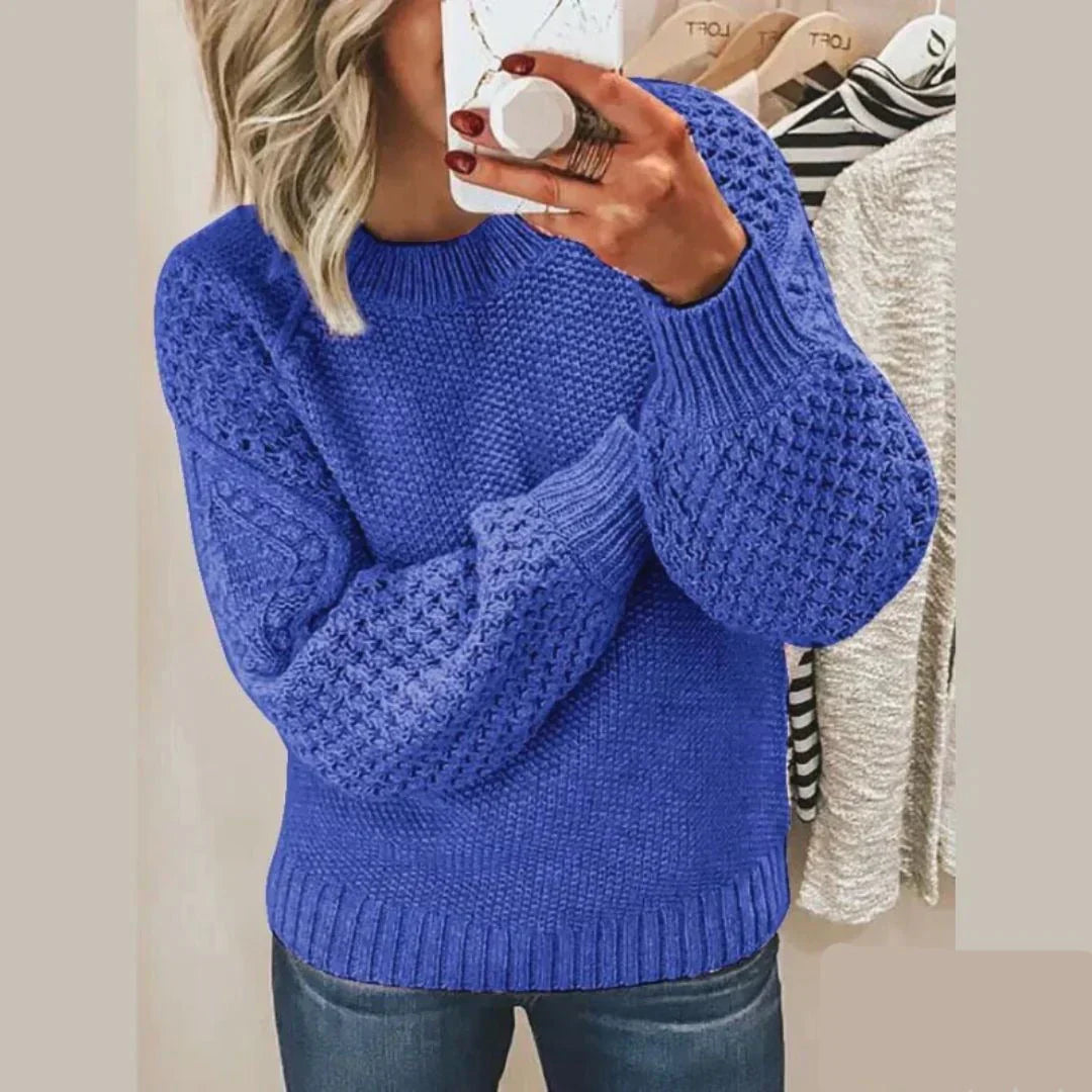 Crew Neck Long Sleeve Textured Knit Sweater 4