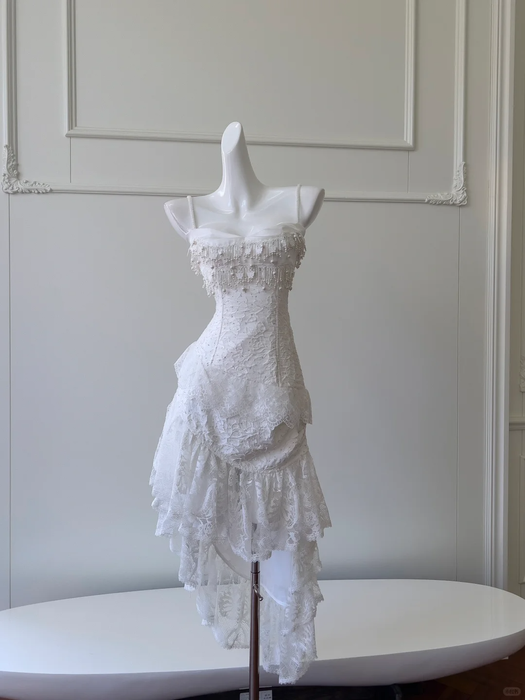 Classy Spaghetti Straps Lace Party Dress White Vacation Dress S481