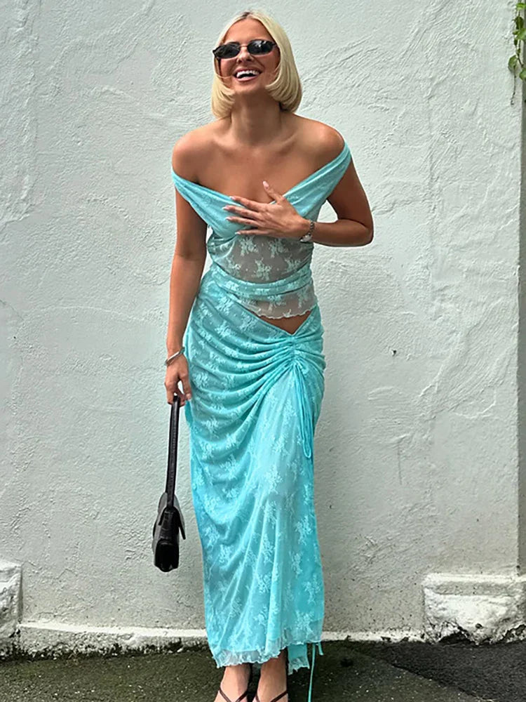 Patchwork Lace V-neck Skirt Vacation Dress