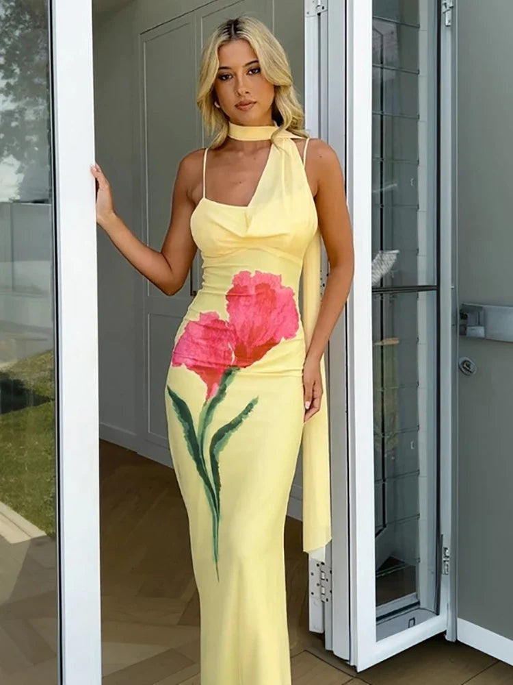 Yellow Backless Vacation Dress