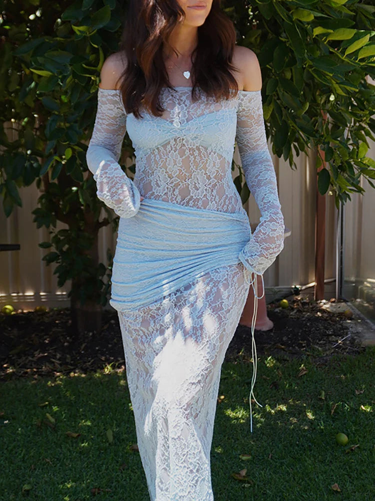 Off Shoulder Lace Vacation Dress