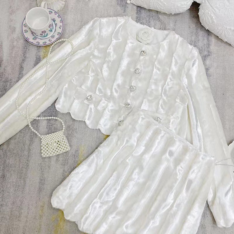 KittenAlarm - Juliet Velvet Cropped Top + Skirt Set