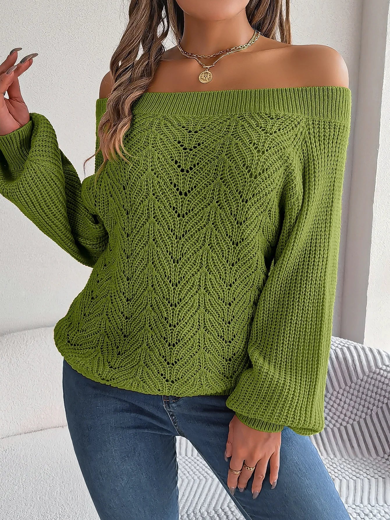 Off - Shoulder Elegant Spring Sweater