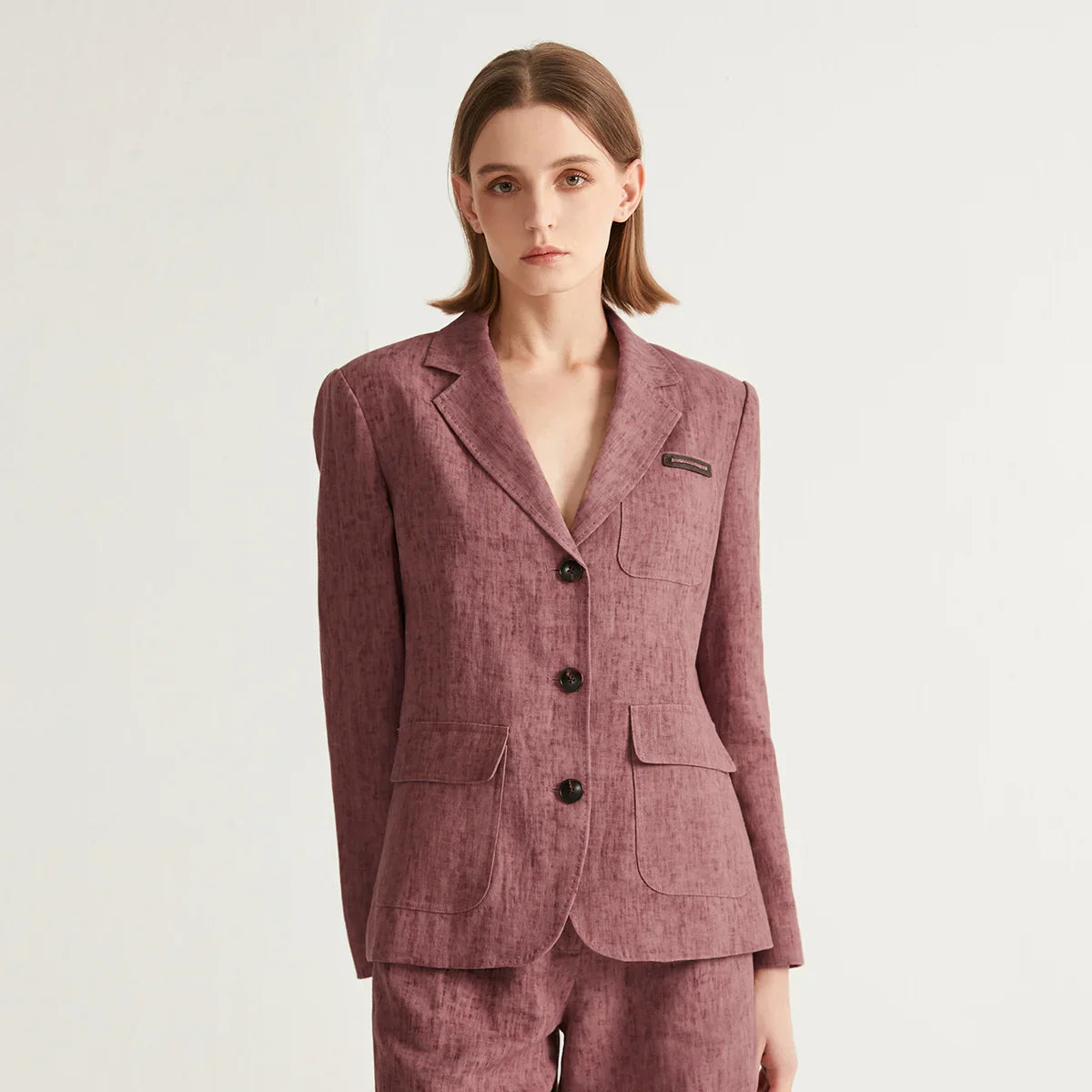 Single Breasted Linen Formal Office Elegant Women's Classic Timeless Blazer - Fashionpara