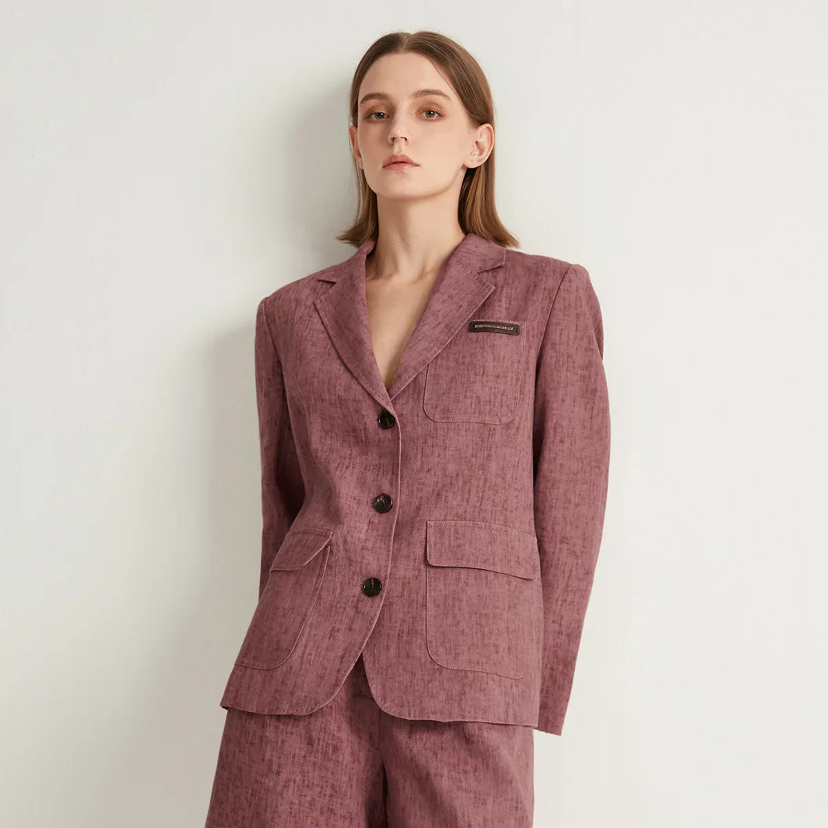 Single Breasted Linen Formal Office Elegant Women's Classic Timeless Blazer - Fashionpara