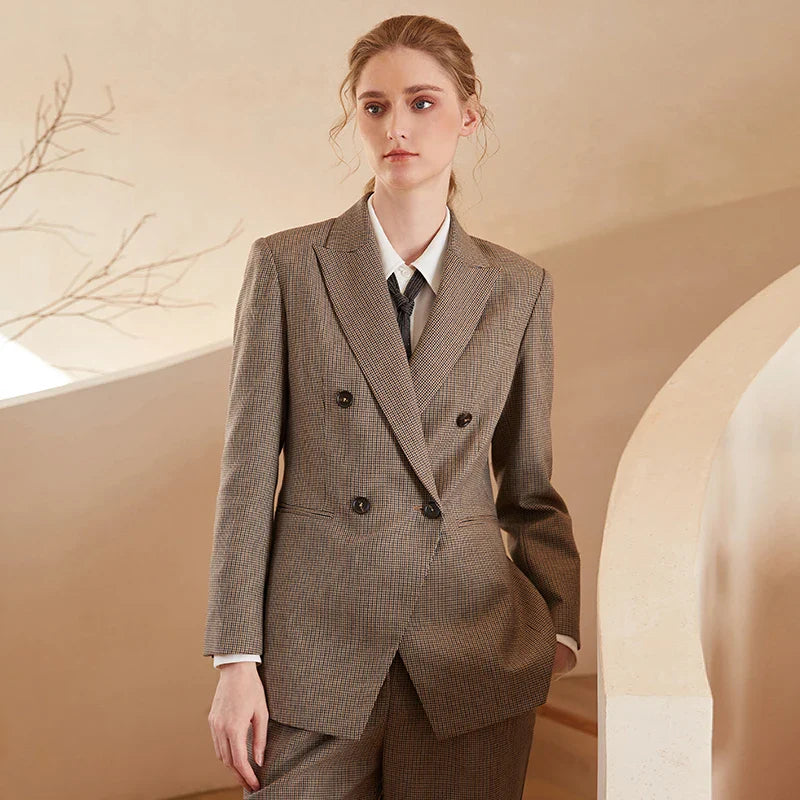 Formal Business Australian Wool Office Luxurious Stylish Houndstooth Blazer - Fashionpara