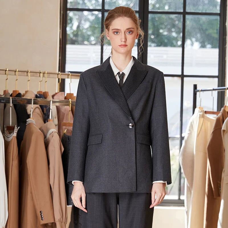 Luxury Formal Australian Wool Office Elegant Business Classic Blazer - Fashionpara