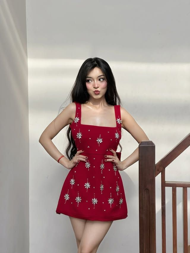 Fashion Square Neck Red Satin Beaded Short Party Dress Formal Graduation Homecoming Dress D411